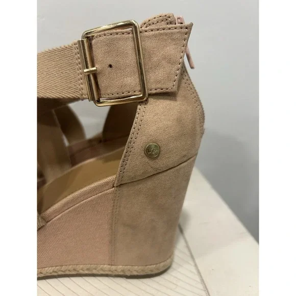 Ugg Australia Calla Women Shoes Brown Sz 7.5Leather Strap Platform Wedge Sandals - Picture 6 of 9